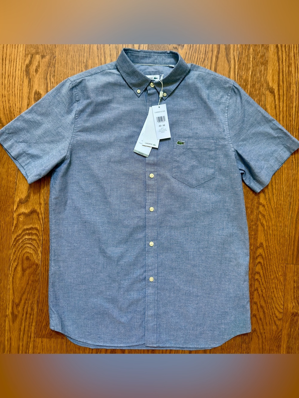 NWT Men's Lacoste Short Sleeve Oxford Shirt/H
Grayish-blue /Size 40-M